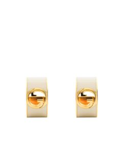 Gucci Blondie Enamel Hoop Earrings Ivory Enamel 796764 J1630 8078