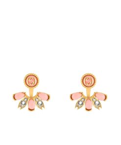 Gucci Interlocking G Single Earrings Gold Tone With Pink