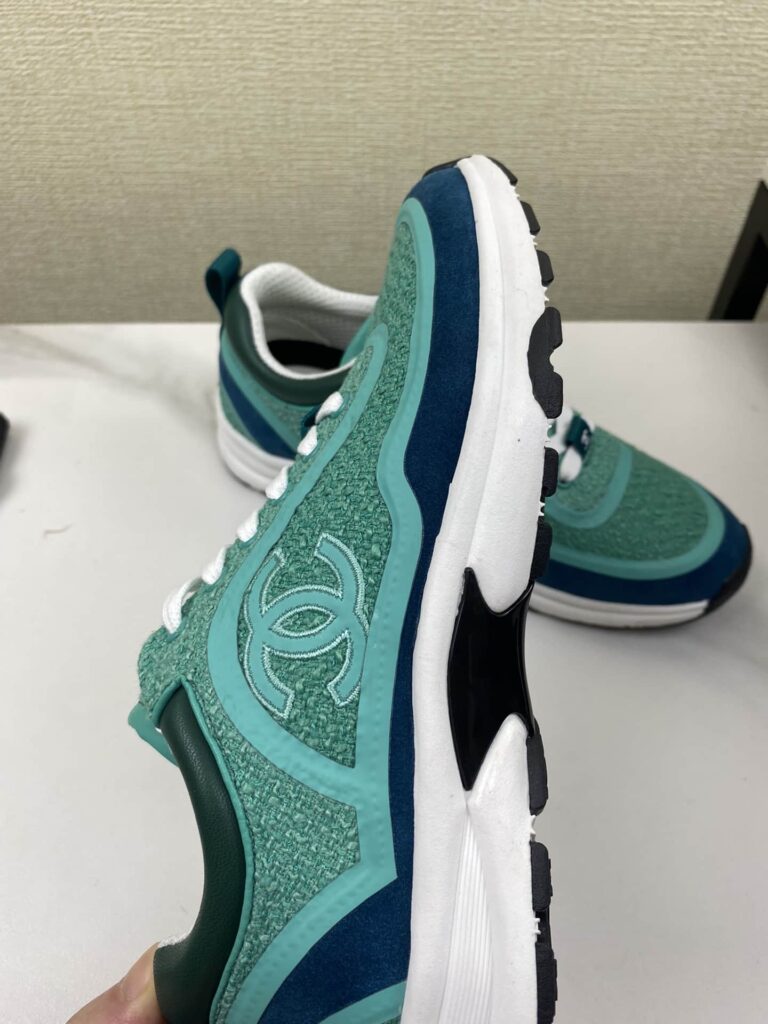 Chanel Tweed Turquoise Sneaker Green - Image 8
