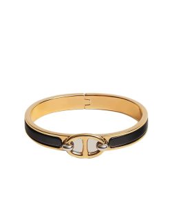 Hermes Mini Clic Chaine D'Ancre Bracelet Gold Tone With Black H209000Fv01Pm