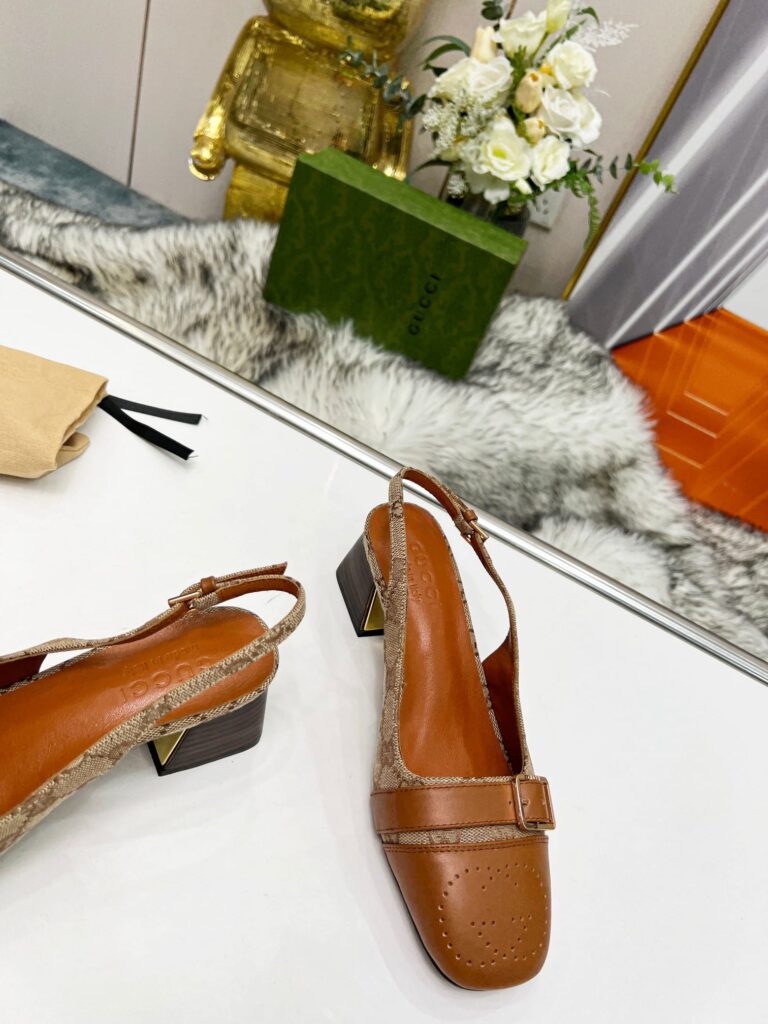 Gucci Women'S Mid Heel Slingback Brown - Image 4