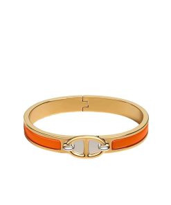 Hermes Mini Clic Chaine D'Ancre Bracelet Gold Tone With Orange H209000Fv8Apm