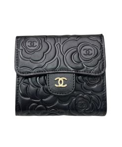 Chanel Small Floral Wallet Black 11.5Cm