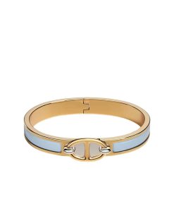 Hermes Mini Clic Chaine D'Ancre Bracelet Gold Tone With Light Blue H209000Fv4Hgm