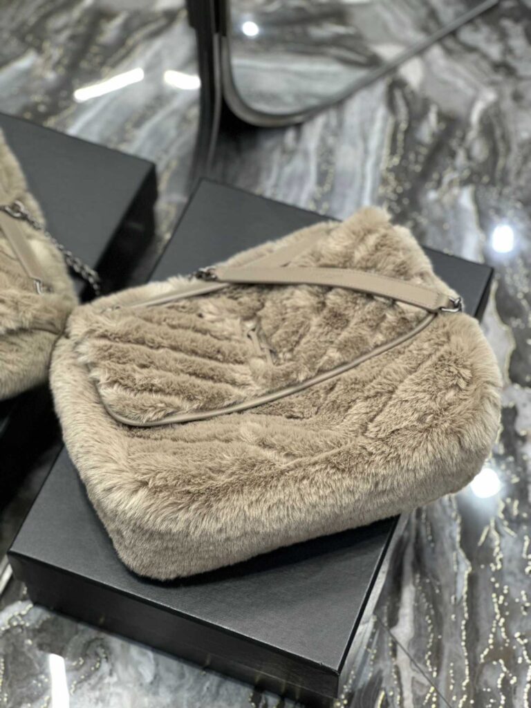 Saint Laurent Niki Medium Chain Bag In Shearling Brown 63318728B361426 - Image 2