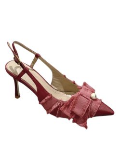 Dior Adiorable Slingback Pump Red Fringed Grosgrain