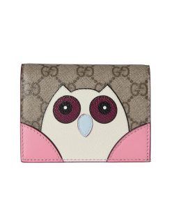 Gucci Gg Mini Wallet With Owl Detail Beige And Dark Brown 11Cm