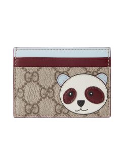 Gucci Bi-Color Gg Card Case With Panda Detail Beige Ebony 11Cm