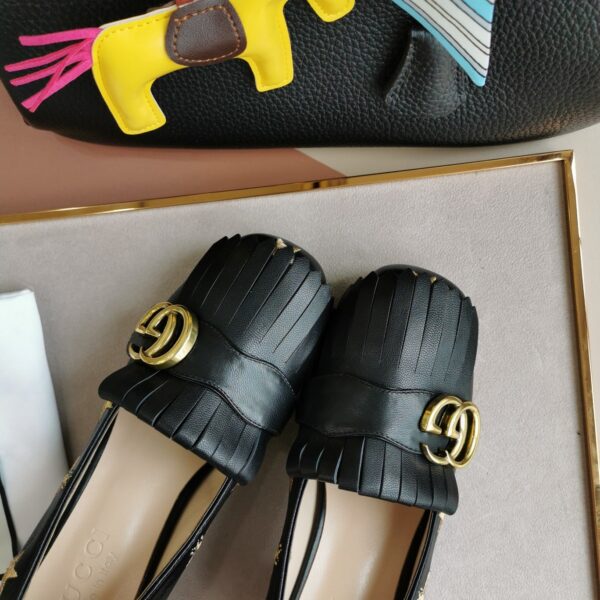 Gucci  Embroidered Bee Star Leather Mid-Heel Pump Black - Image 4