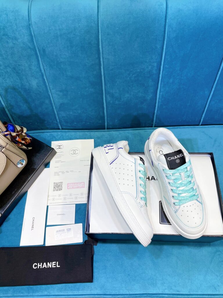 Chanel Trainer Sneakers White And Blue - Image 6