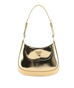 Prada Cleo Patent Leather Bag Gold 27Cm