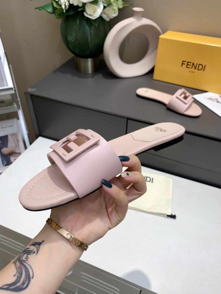 Fendi Signature Leather Sandals Slide Pink 8R8136Ae7Tf1Fgd - Image 6