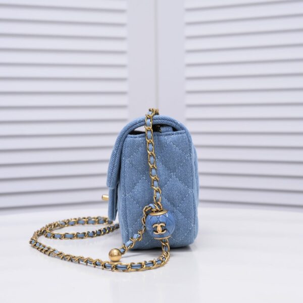 Chanel Mini Flap Handle Denim Blue 20Cm - Image 8