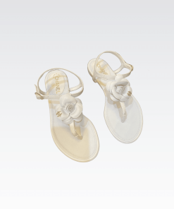Chanel Jelly Rubber Camellia Sandals White
