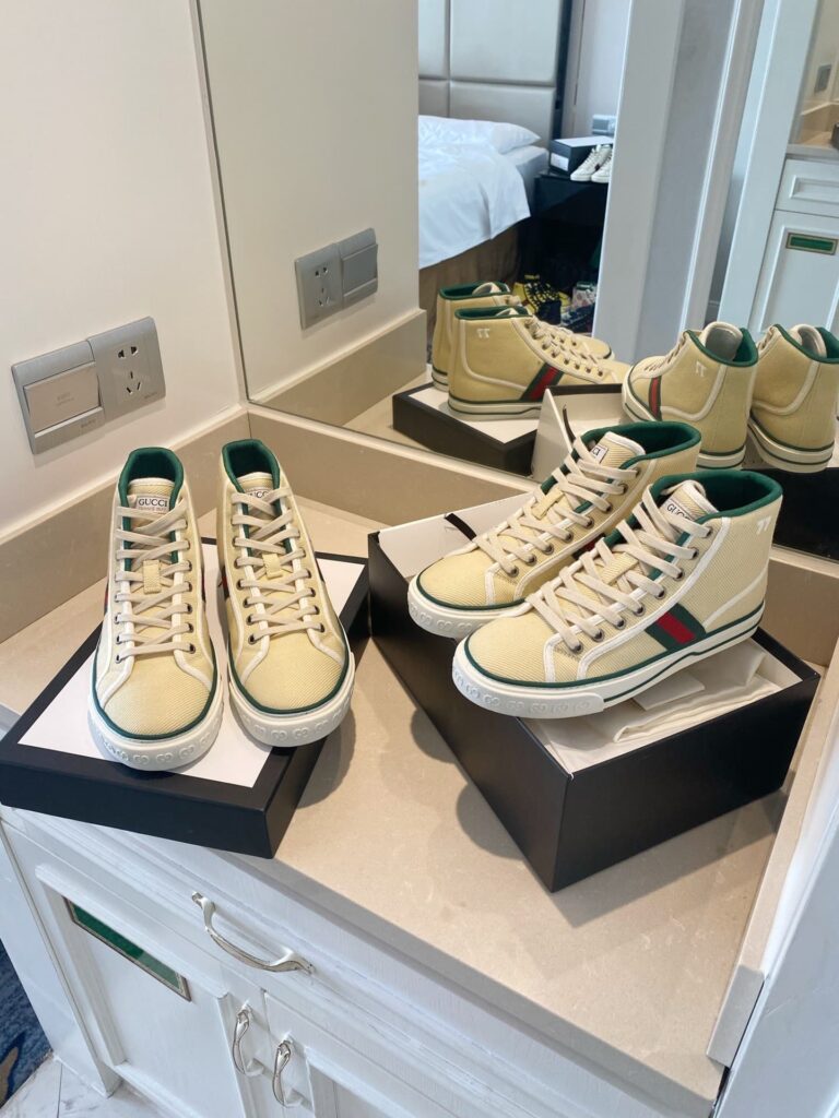 Gucci'S Go Retro Tennis 1977 Canvas High-Top Sneaker Beige - Image 9