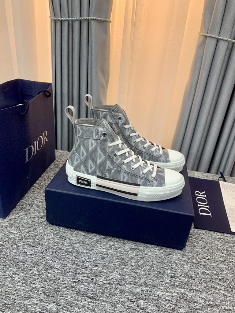 Dior B32 High Top Sneaker Gray Cd Diamond Canvas 3Sh118Zpp H868 - Image 8