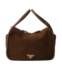 Prada Suede Hand Bag Cocoa Brown 26Cm 1Ba451 2C4S F0324 V Ovo