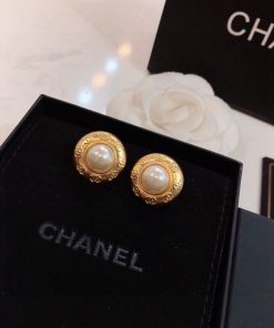 Chanel Button Gold Earrings