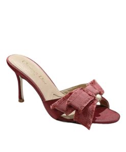 Dior Adiorable Heeled Slide Red Fringed Grosgrain