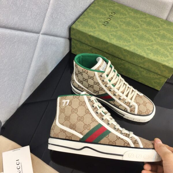 Gucci Tennis 1977 High Top Sneaker Beige Ebony 625807-Hvk70-9765 - Image 2