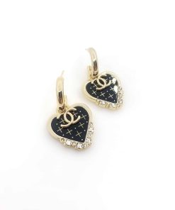 Chanel Black Heart Earrings