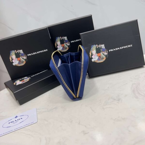 Prada Saffiano Leather Coin Purse Bluette Wallet 10Cm 1Mm268 Qwa F0016 - Image 3