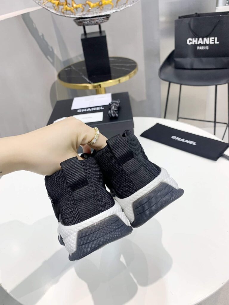 Chanel Plain Logo Sneakers Suede Calfskin Black G65776 - Image 3