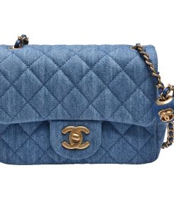 Chanel Mini Denim Rectangular Crush Ghw 17Cm
