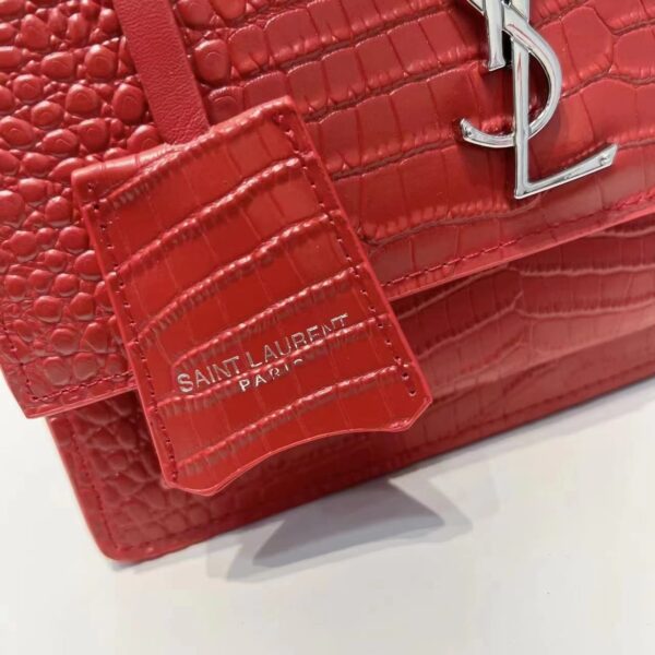 Saint Laurent Sunset Embossed Leather Bag Red - Image 4