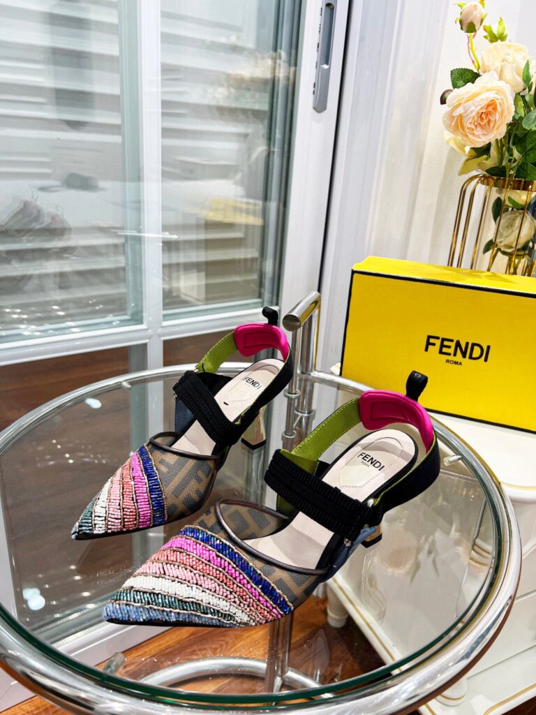 Fendi Colibri 85Mm Beaded Slingback Pumps Rainbow 8J8143Ai1E - Image 6