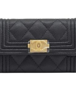 Chanel Boy Classic Wallet Black Gold 84432