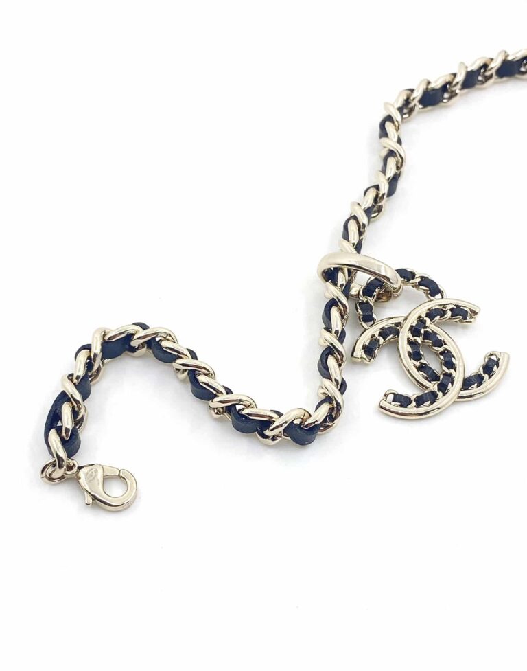 Chanel Metal Lambskin Chain Cc Choker Necklace Gold - Image 4