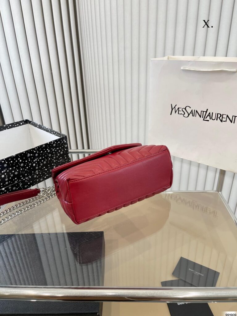 Saint Laurent Loulou Small Chain Bag In Quilted "Y" Leather Wine Red - Image 3