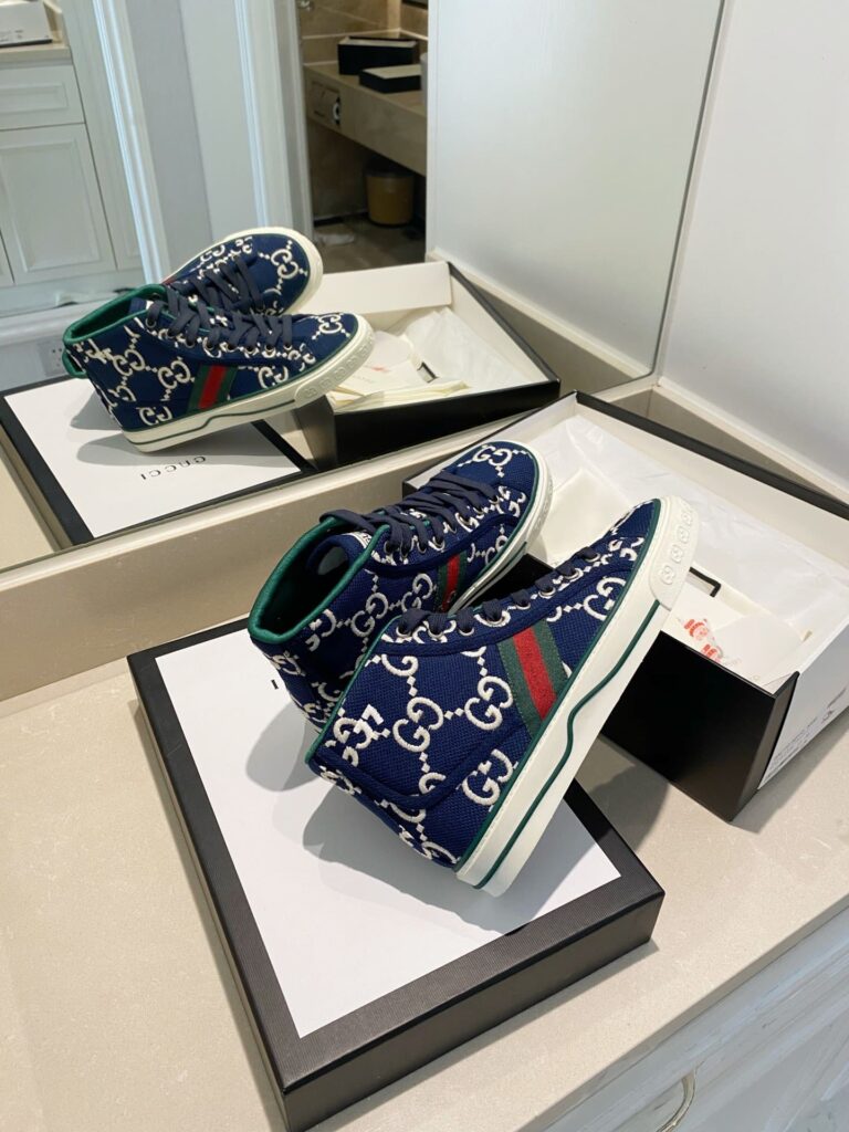 Gucci Tennis 1977 High Top Sneaker Blue Navy - Image 2