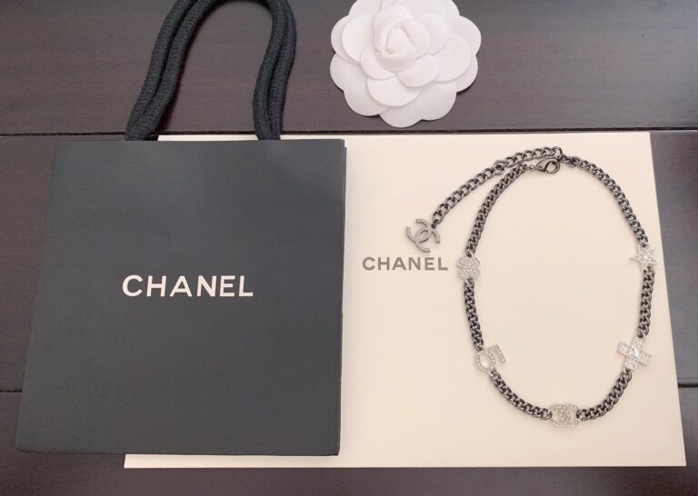 Chanel Ruthenium Crystal Chain Cc Lucky Charms Choker Silver - Image 2