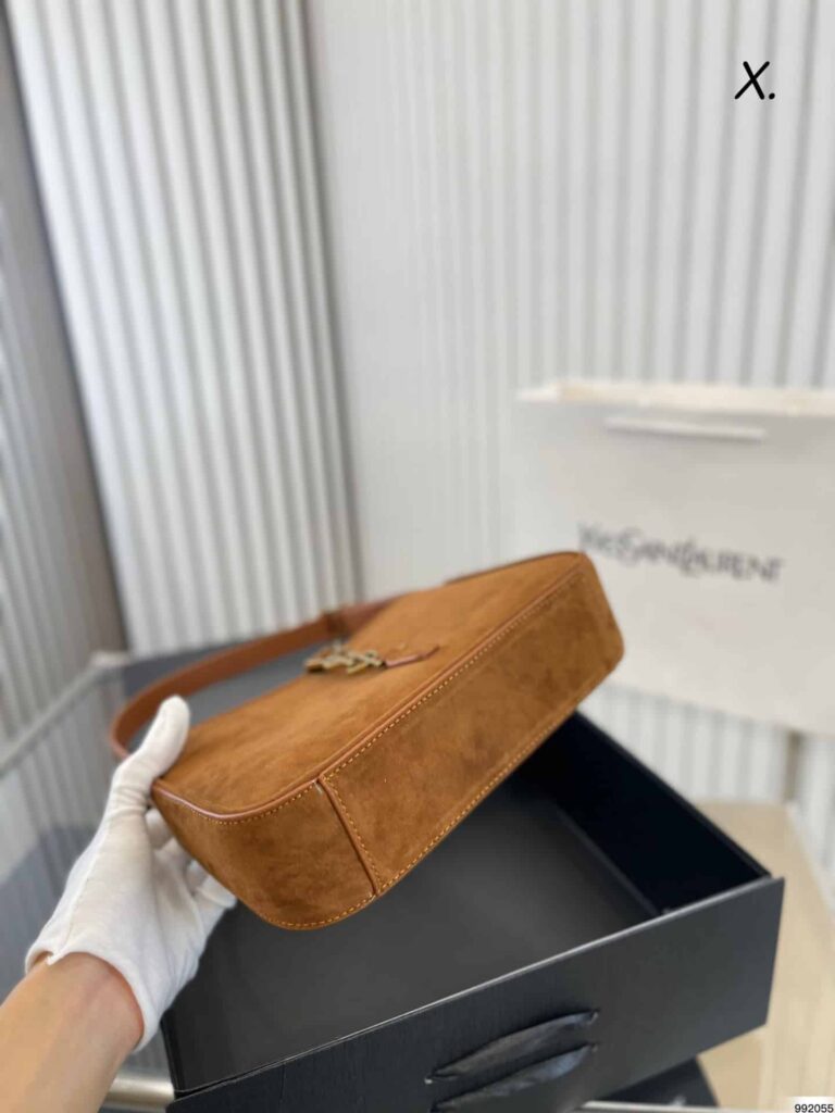 Saint Laurent Ysl Suede Hobo Shoulder Bag - Image 4