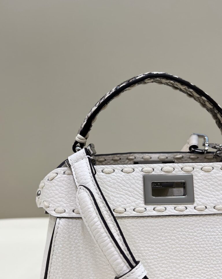 Fendi Peekaboo Mini Selleria Bag With Exotic Details White 8Bn244Akl3F1Jd9 - Image 4