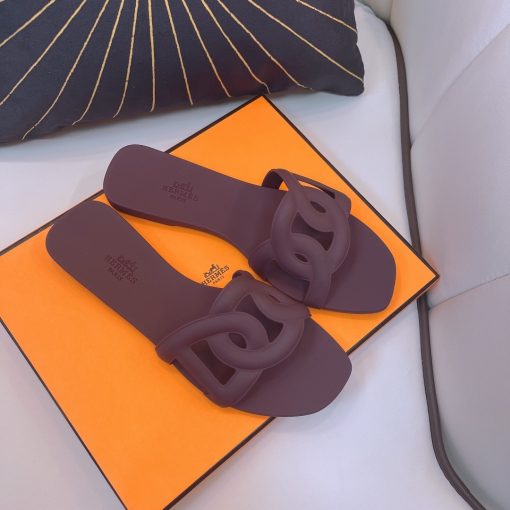 Hermes Aloha Dark Purple Slippers Sandal - Image 2