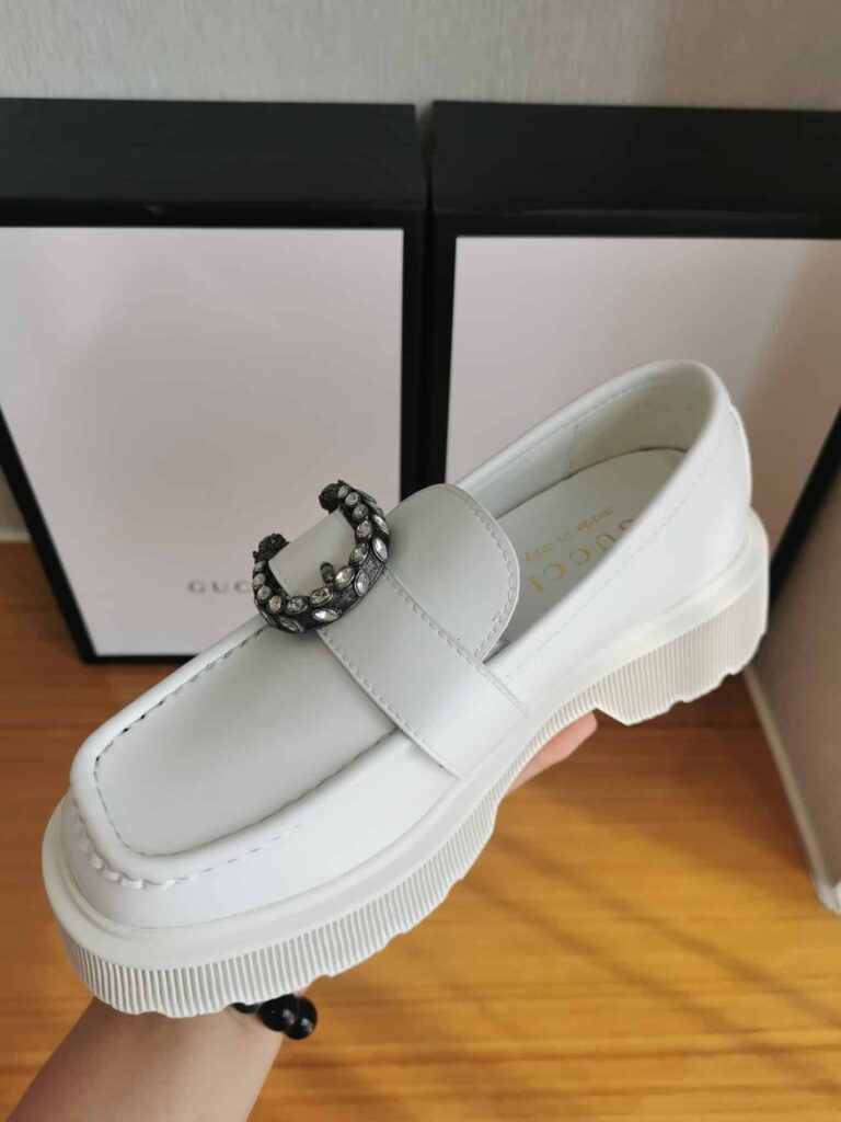 Gucci Women'S Leather Loafers With G White - Image 3