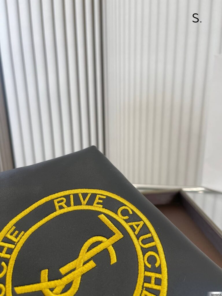 Saint Laurent Rive Gauche Laced Bag In Embroidered Felt And Smooth Leather Black - Image 2