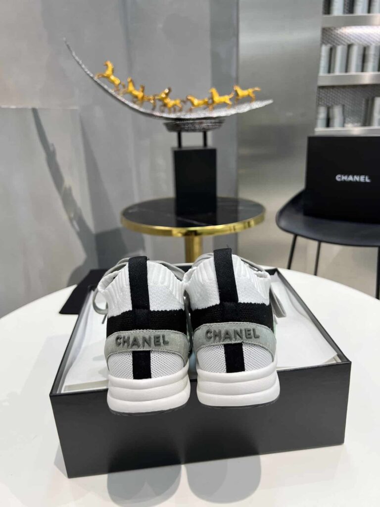 Chanel Low Top Trainer Sneakers Green And White G38750 Y55682 K3810 - Image 8