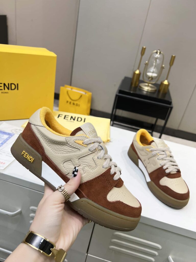 Fendi Match Suede Low-Tops Beige 8E8252Ahh2F1Fhu - Image 3