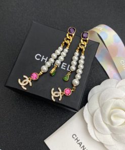 Chanel Cc Strass Drop Earrings