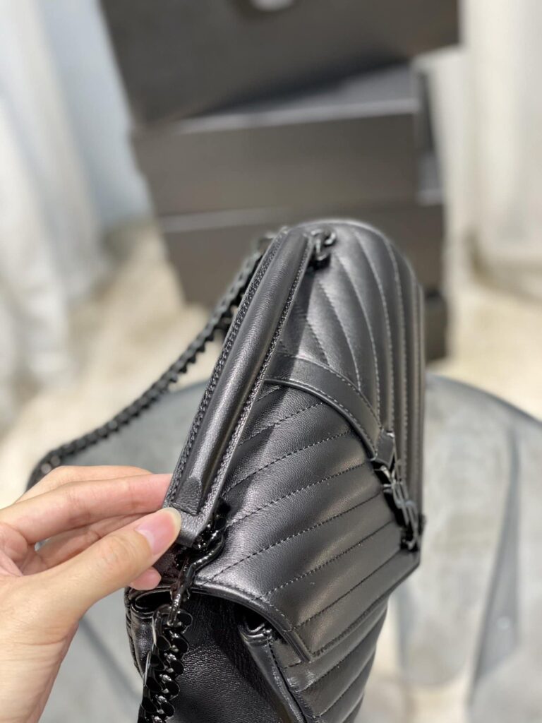 Saint Laurent College Medium Chain Bag In Quilted Leather Black Noir 24Cm 600279Brm081000 - Image 5