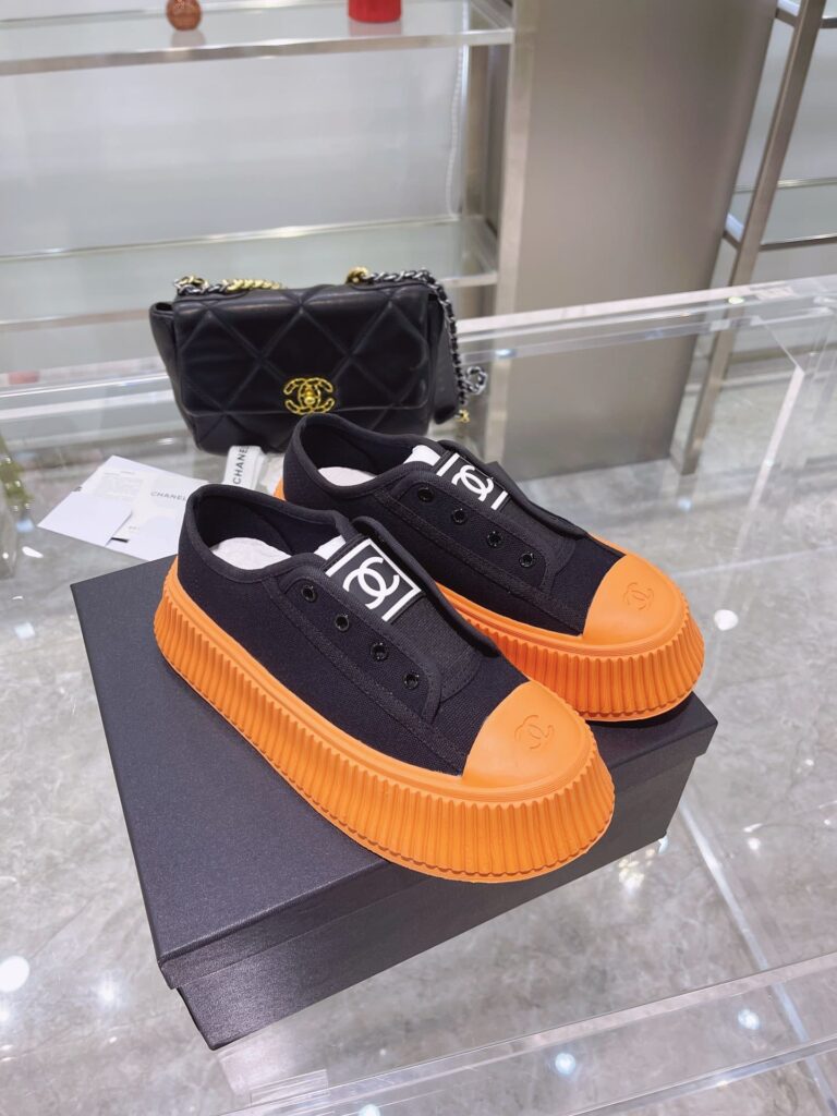 Dior Cc Cap Toe Sneaker Black And Orange - Image 2