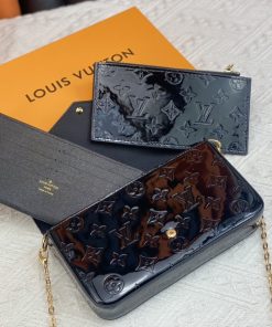 Louis Vuitton Pochette Félice Amarante Monogram Vernis Black 21Cm M61267