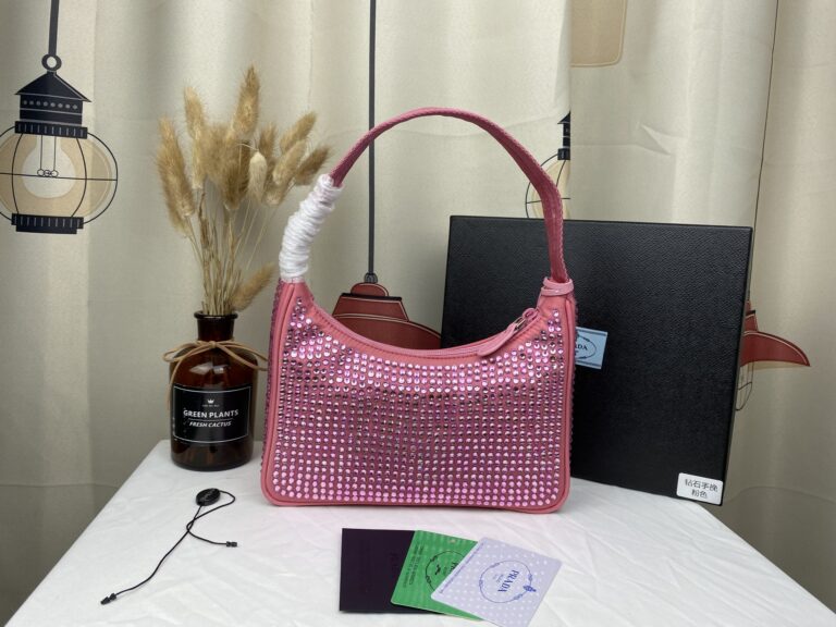 Prada Satin Crystal Mini Re-Edition 2000 Pink 1Bc5152Awlf0E18Vooo - Image 5