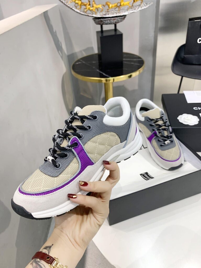 Chanel Low Top Trainer Beige Purple G38299-Y55435-K3164 - Image 4