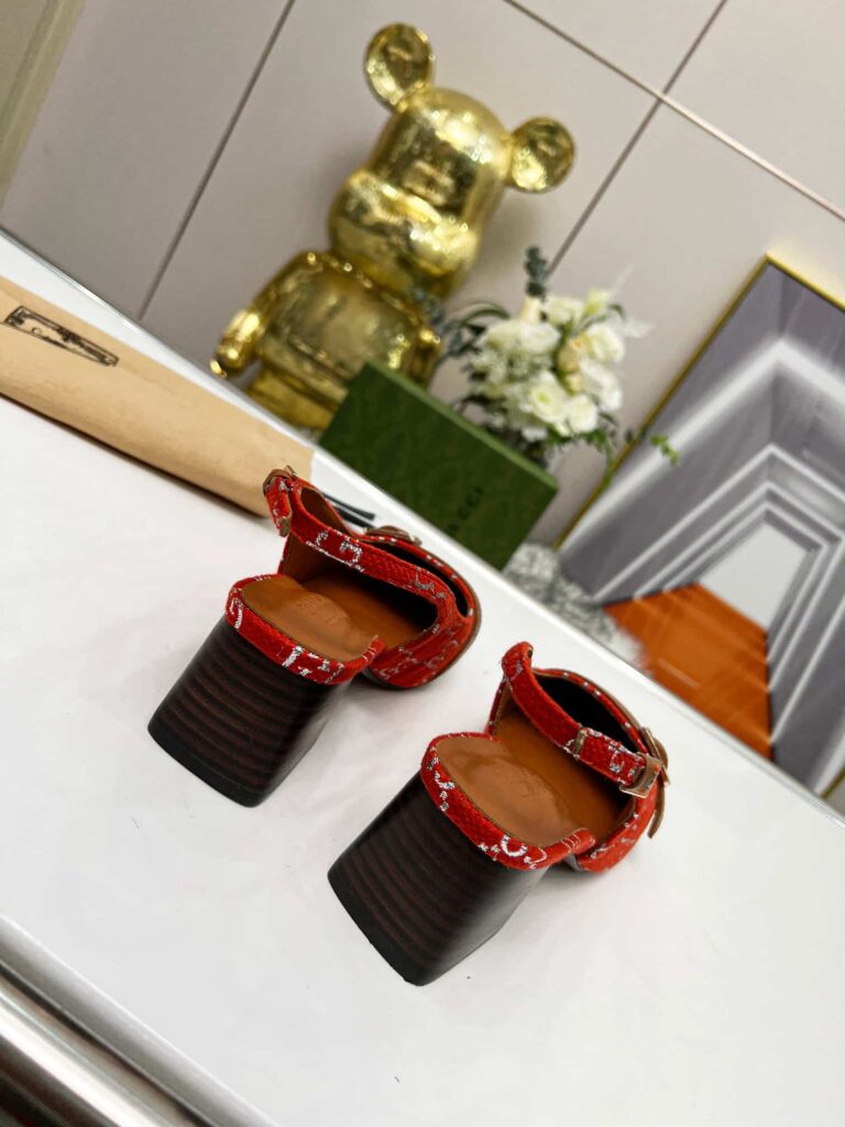 Gucci Women'S Mid Heel Slingback Brown And Red - Image 2