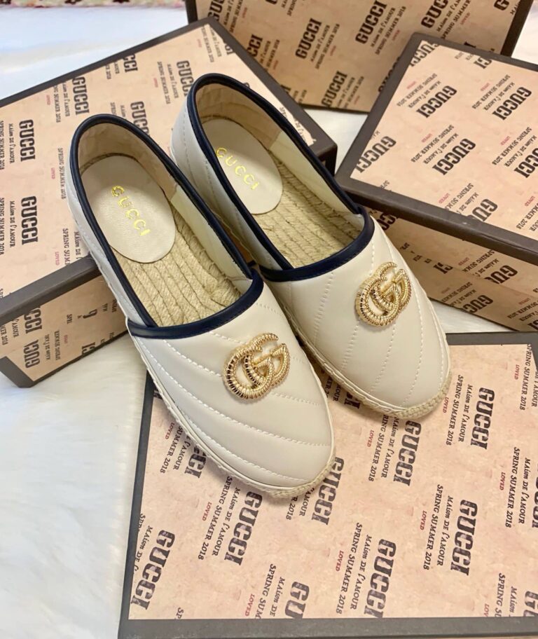 Gucci Women's Leather Espadrille With Double G White 634238 - Image 5